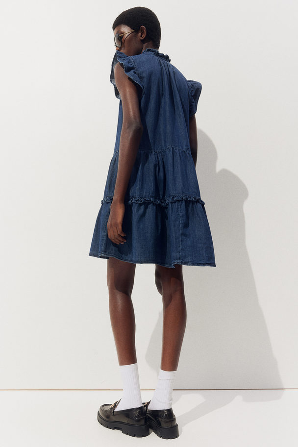 H&M Kleid mit Volants Dunkles Denimblau