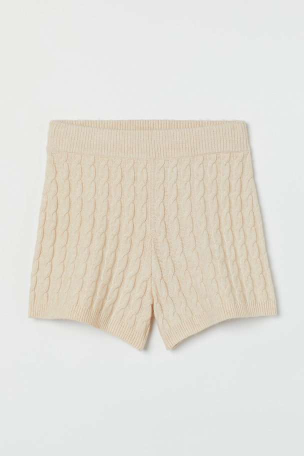 H&M Cable-knit Shorts Light Beige