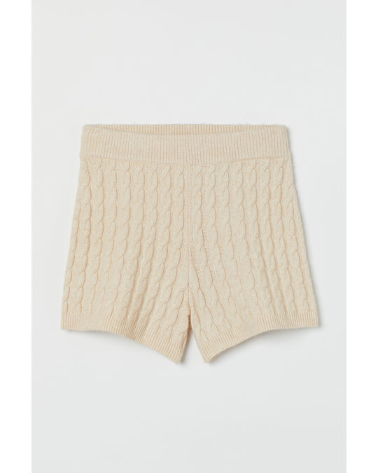 H&M Cable-knit Shorts Light Beige