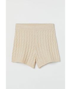 Cable-knit Shorts Light Beige