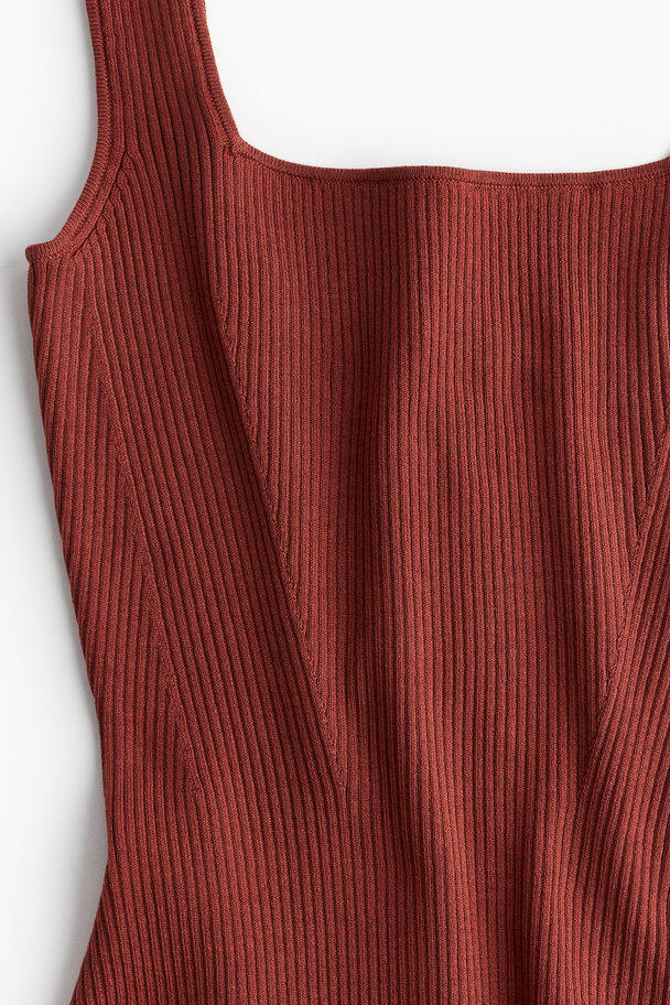 H&M Rib-knit Vest Top Rust Red