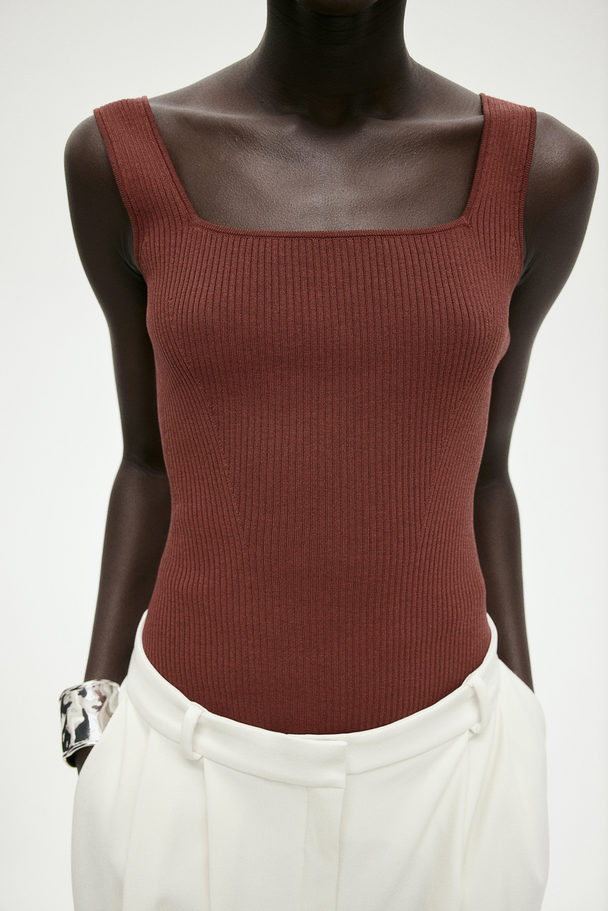 H&M Tanktop in Rippstrick Rostrot