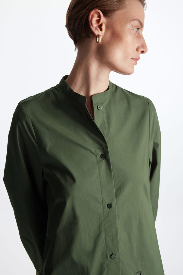 COS Oversized Poplin Shirt Dress Dark Green