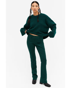 Low Waist Flared Tailored Trousers Dark Green