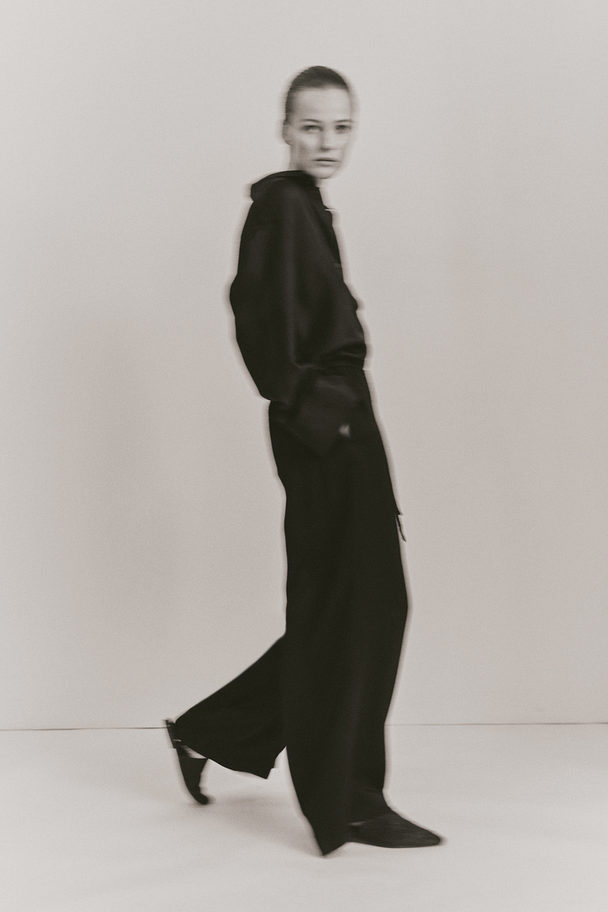 H&M Silk-blend Pull-on Trousers Black