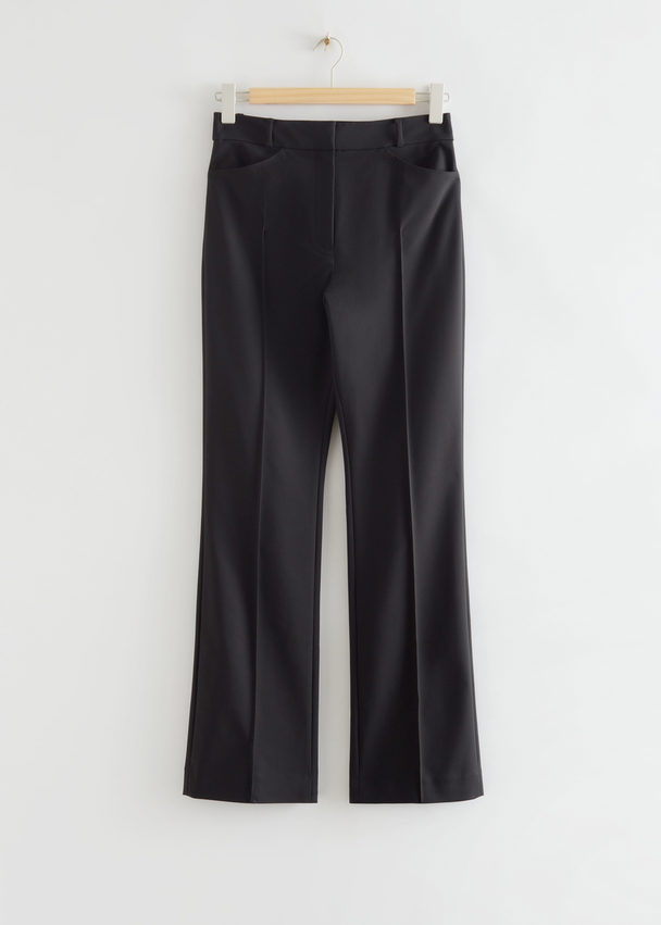 & Other Stories Stretchy High Rise Trousers Black
