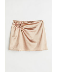 Glossy Mini-skirt Beige