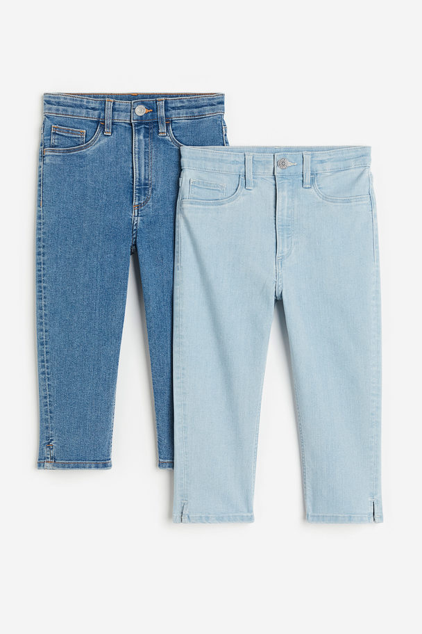 H&M Set Van 2 Skinny Fit High Capri Jeans Donker Denim/licht Denim