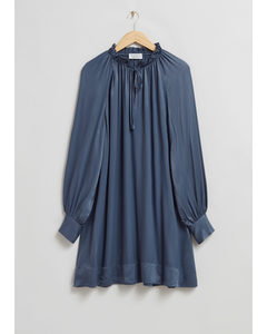 Midi-jurk Met Strik In De Hals Blauw