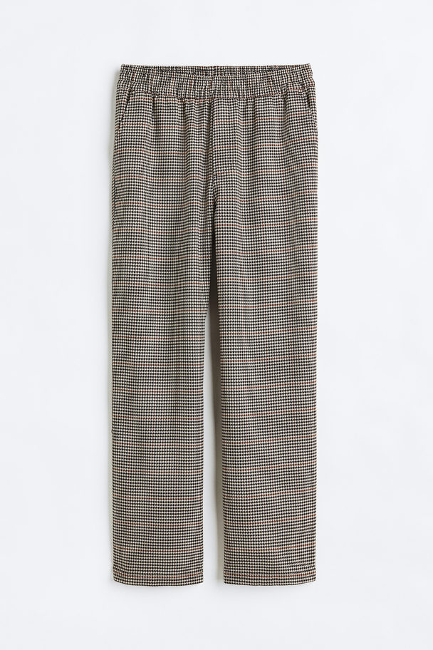 H&M Ankle-length Trousers Light Beige/dogtooth-patterned