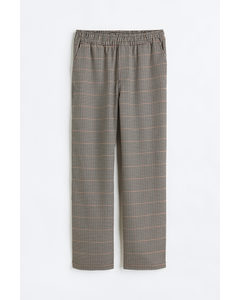 Ankle-length Trousers Light Beige/dogtooth-patterned