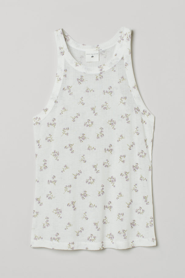 H&M Airy Vest Top White/floral