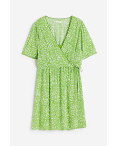 Mama Nursing Wrap Dress Green/floral
