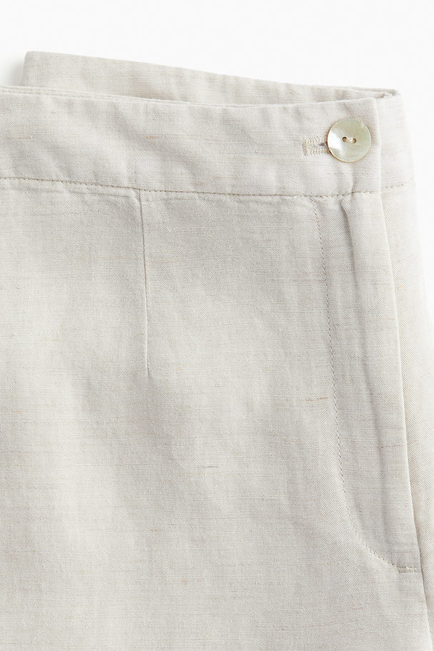 H&M Linen-blend Trousers Natural White