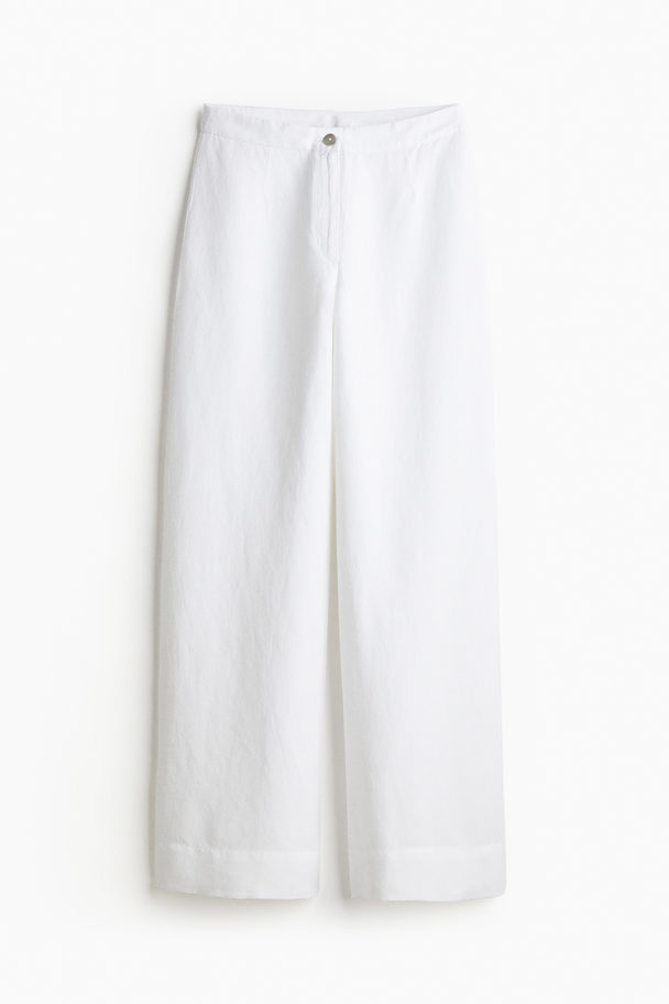 H&M Linen-blend Trousers White
