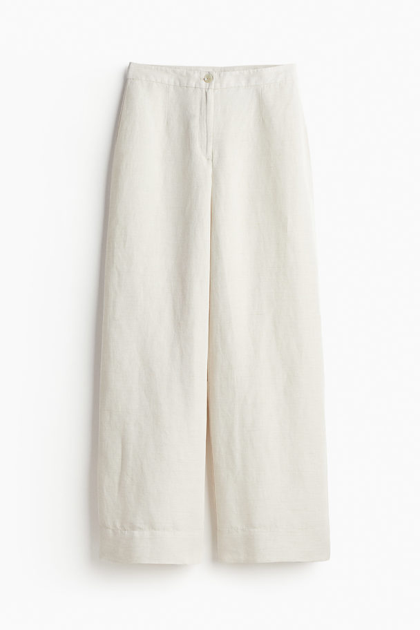 H&M Linen-blend Trousers Natural White