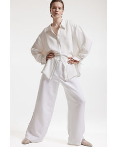 Linen-blend Trousers White