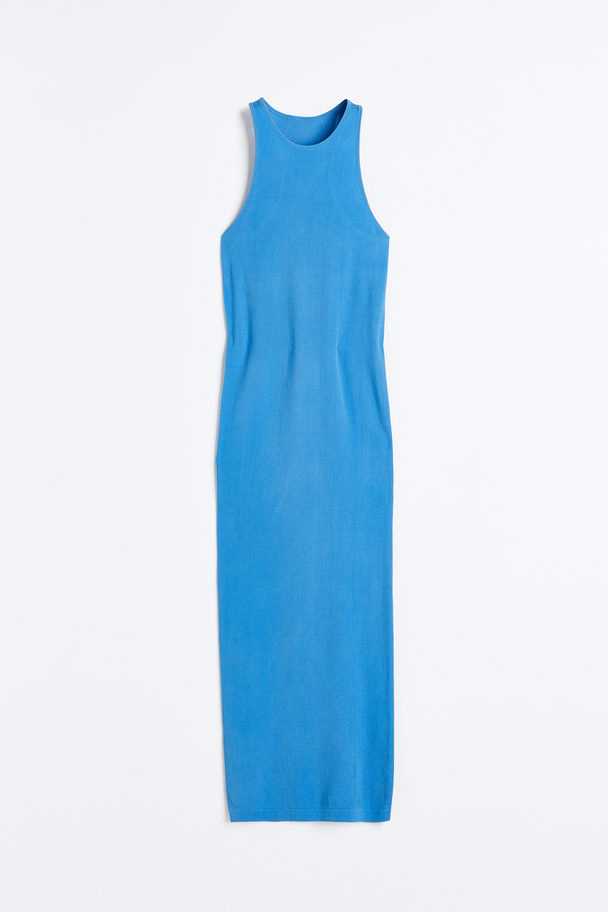 H&M Geripptes, nahtloses Bodycon-Kleid Blau