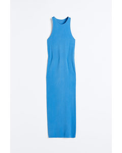 Geripptes, nahtloses Bodycon-Kleid Blau