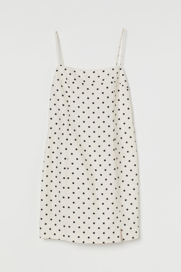 H&M Kleid aus Lyocellmix Weiß/Schwarz gepunktet