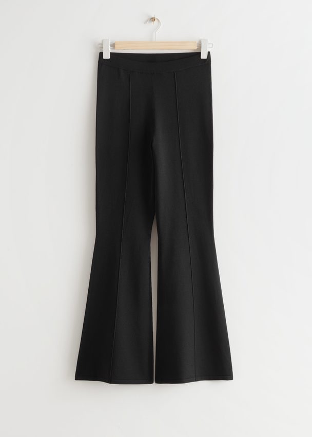 & Other Stories Fitted Flared Trousers Black