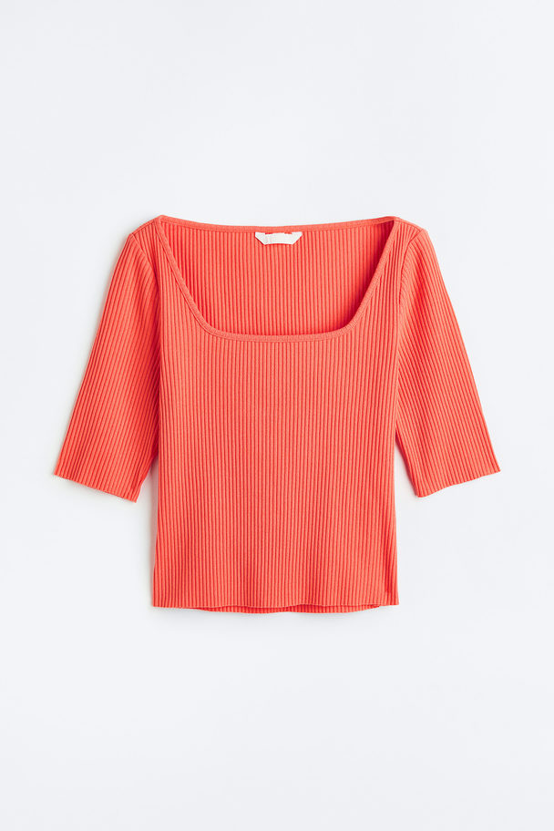 H&M Geripptes Shirt Koralle