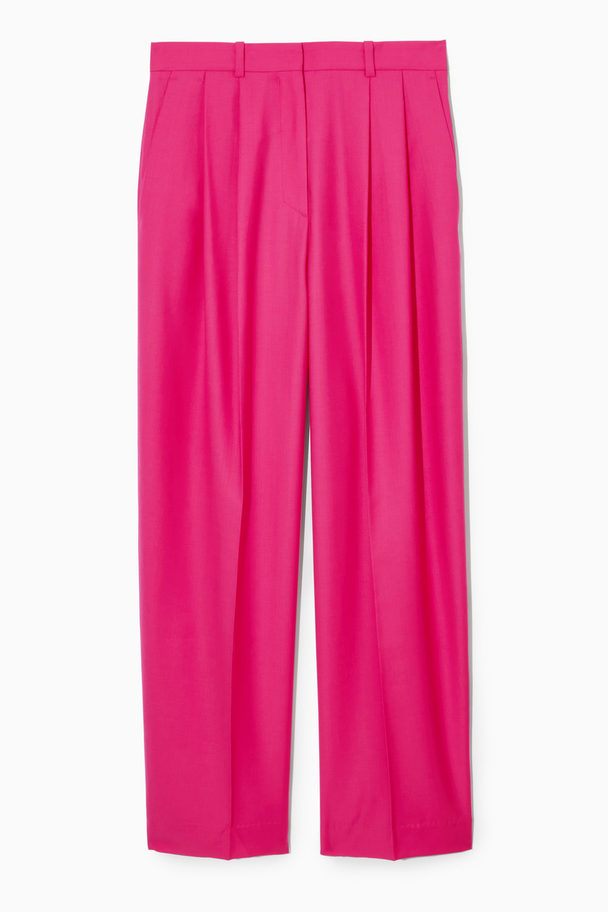 COS Wide-leg Tailored Wool Trousers Bright Pink
