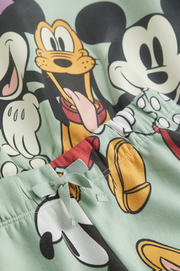 H&M 2-teiliges Set mit Print Hellgrün/Micky Maus