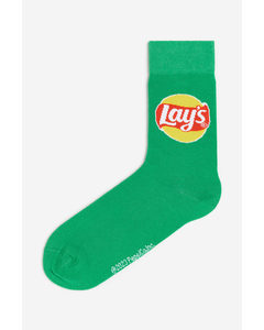 Socken mit Motiv Grün/Lay&#39;s