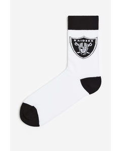 Socken mit Motiv Weiß/Raiders