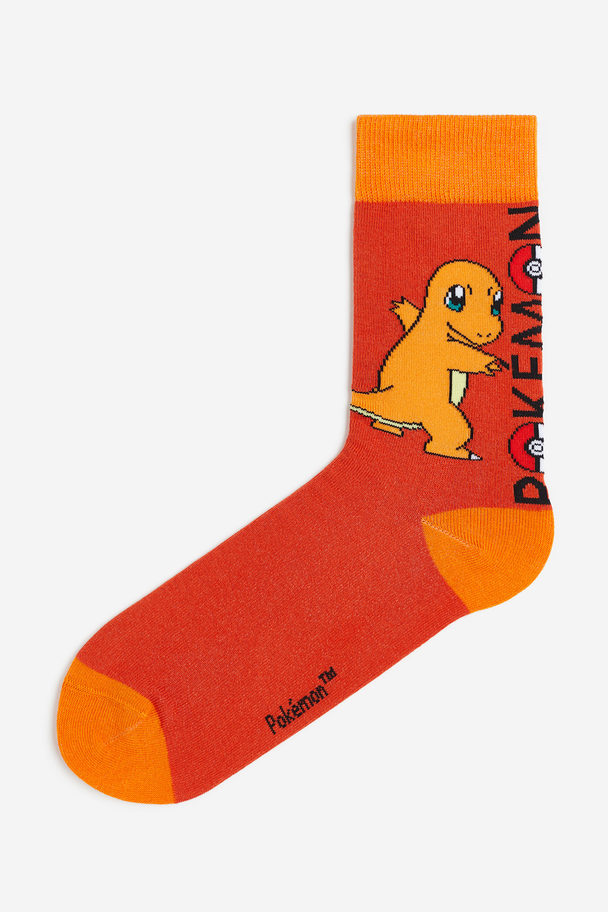 H&M Socken mit Motiv Rot/Pokémon