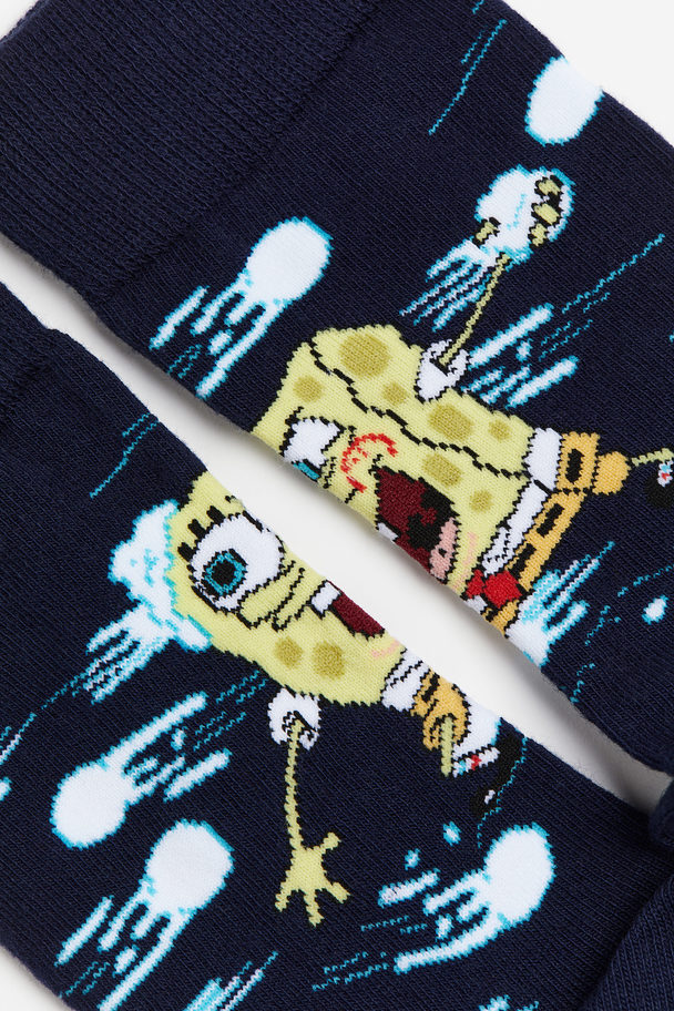 H&M Sokken Met Motief Blauw/spongebob Squarepants