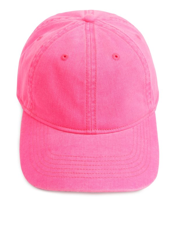 ARKET Washed Cotton Twill Cap Bright Pink