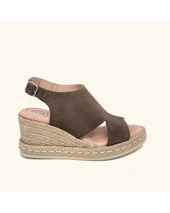 Wedge Sandals Samos Brown Split Leather
