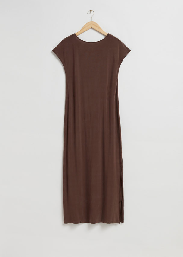 & Other Stories Loose-fit Cupro Jersey Dress Dark Brown