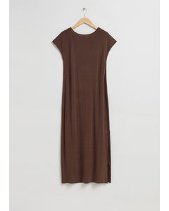 Loose-fit Cupro Jersey Dress Dark Brown