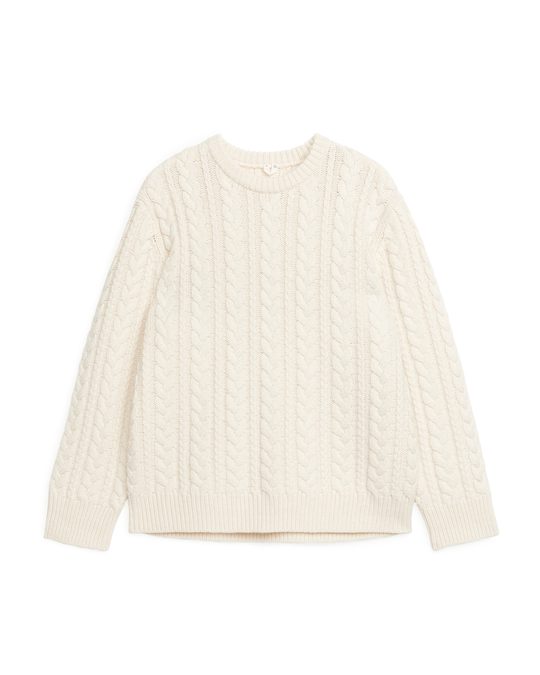 Arket Cable-knit Wool Jumper Off-white