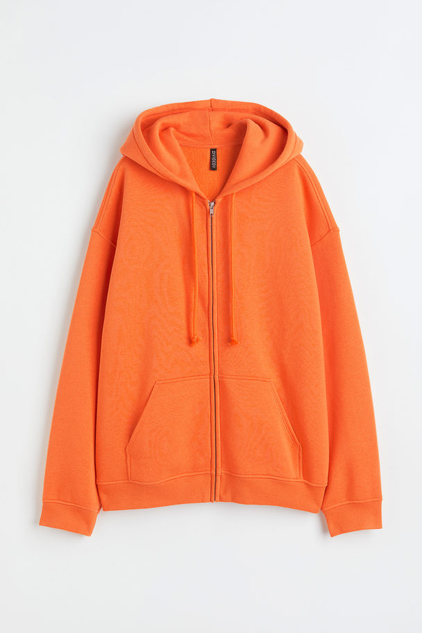 H&M Oversized Zip-through Hoodie Orange