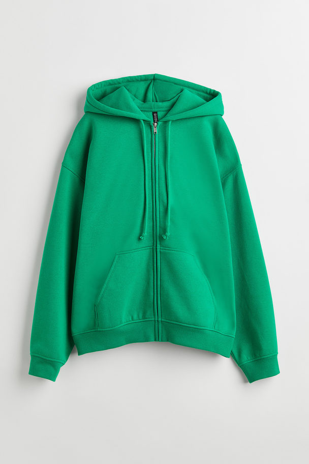 H&M Oversized Zip-through Hoodie Green