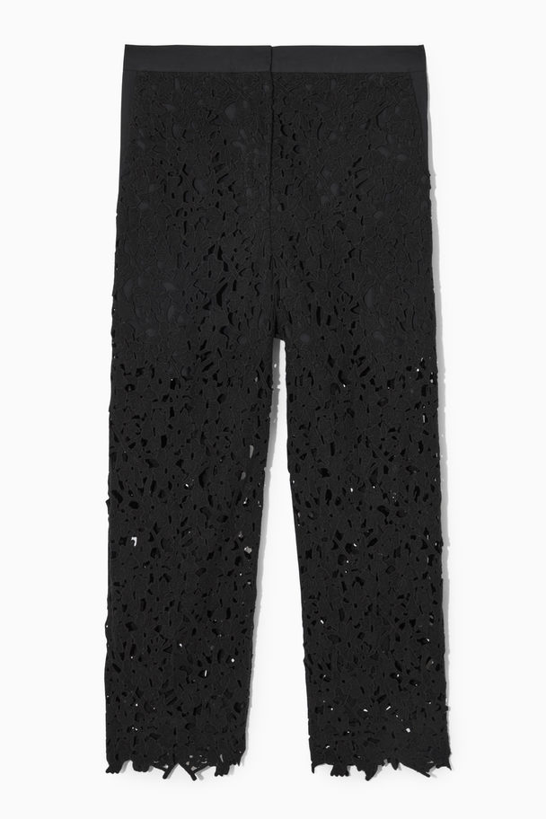 COS Barrel-leg Broderie Anglaise Trousers Black