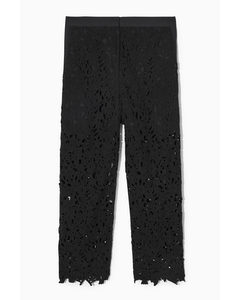 Barrel-leg Broderie Anglaise Trousers Black