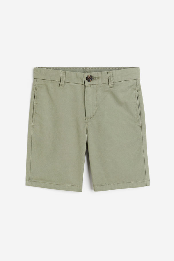 H&M Katoenen Chinoshort Licht Kakigroen