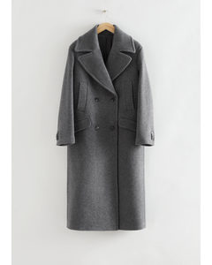 Oversized Wide Collar Wool Coat Grey