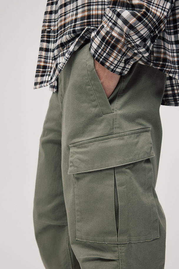 H&M Regular Fit Cargo Trousers Sage Green
