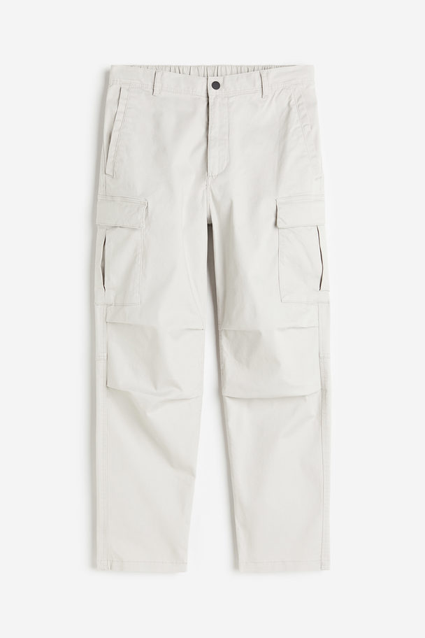H&M Regular Fit Cargo Trousers Light Grey