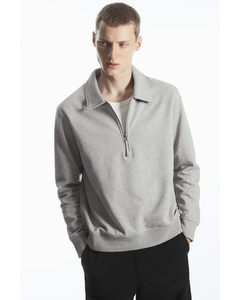 Collared Half-zip Sweatshirt Grey Melange