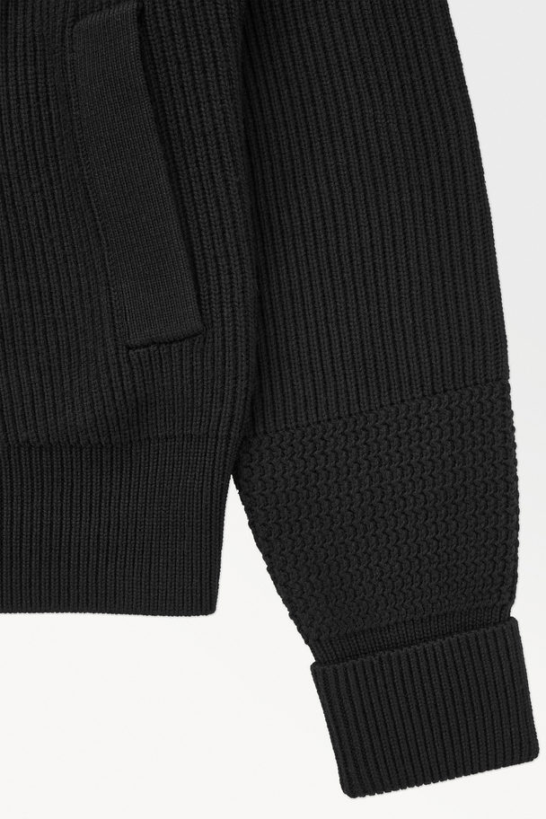 COS The Funnel-neck Knitted Wool Jacket Black