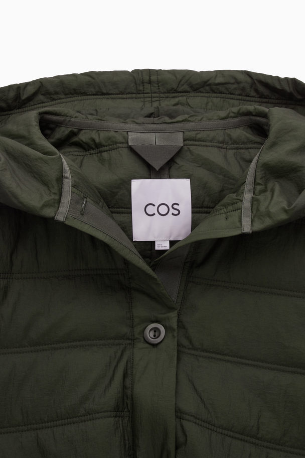 COS Lightweight Quilted Coat Khaki Green
