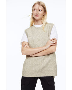 Knitted Sweater Vest Beige Marl