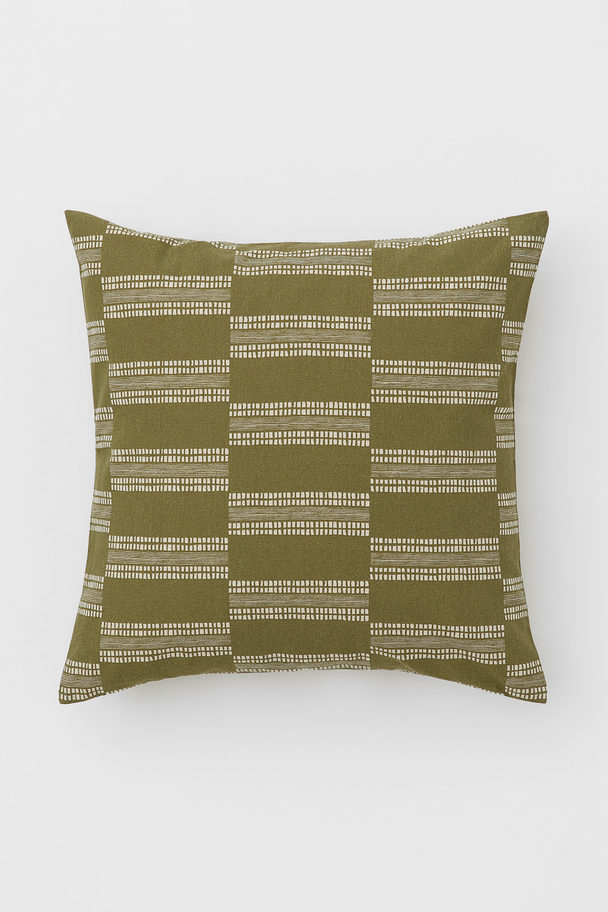 H&M HOME Patterned Cushion Cover Khaki Green/patterned